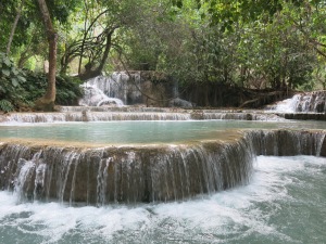 Beautiful waterfall near Luang Prabang, Laos.